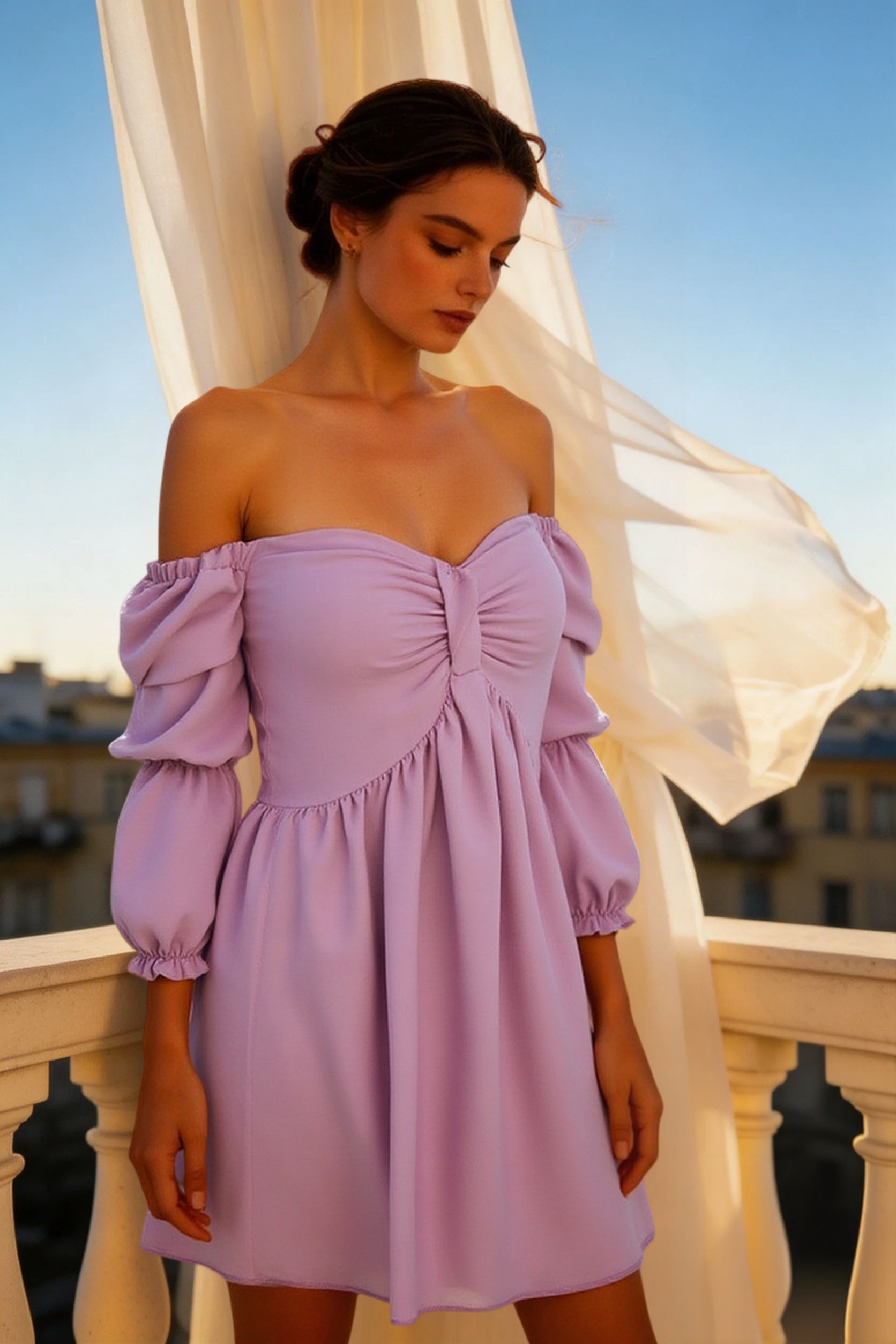 Summer Women  Slash Neck Mini Dress