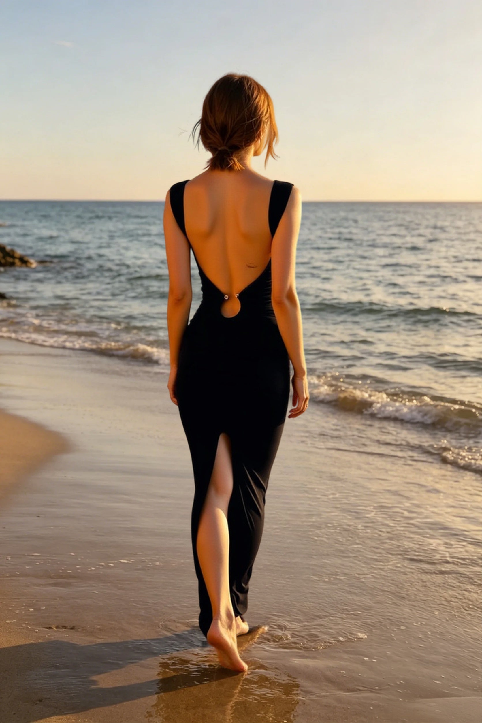 Slit V-Neck Bodycon Dress