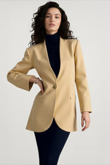 Solid V-Neck Minimalist Office Blazer