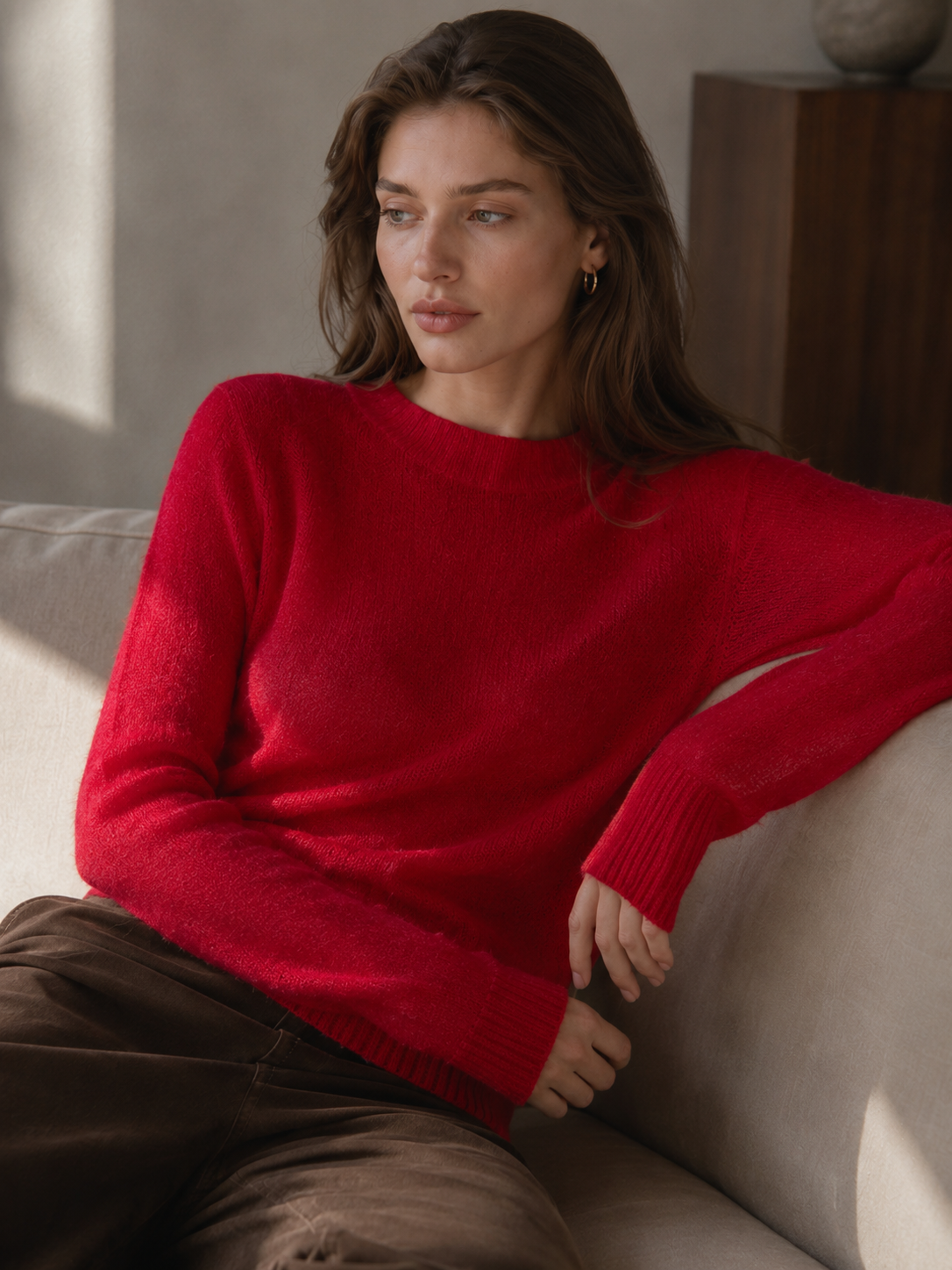 Mohair Round Neck Knit Top