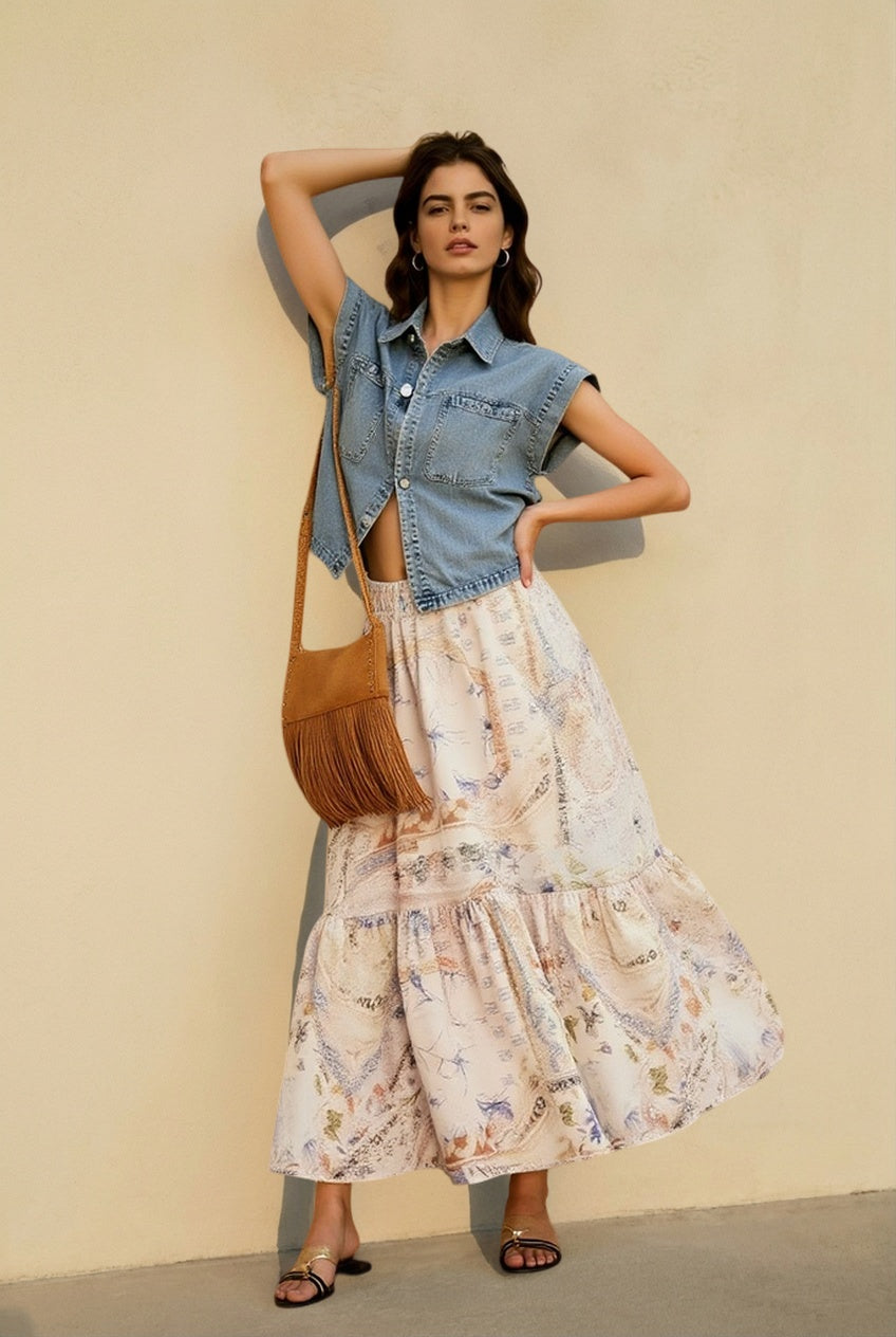Light Flowy Floor Length Vacation Skirt