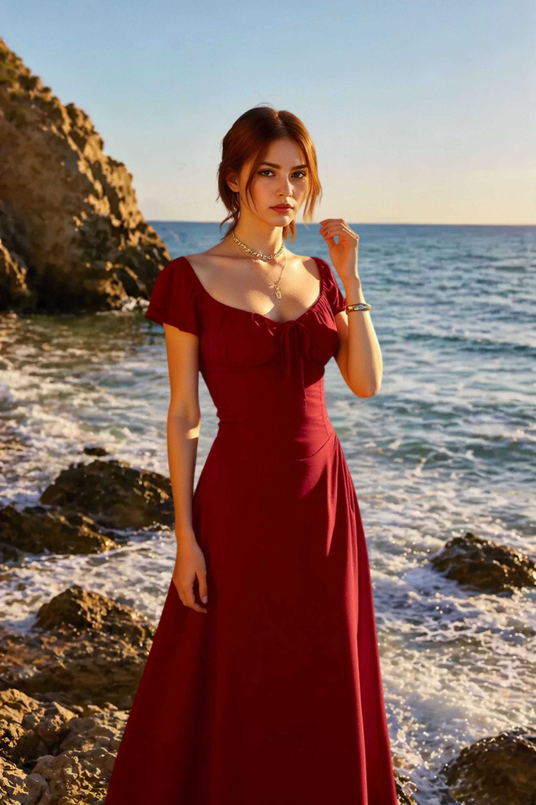 Ruched Puff Sleeve Maxi Work Dress