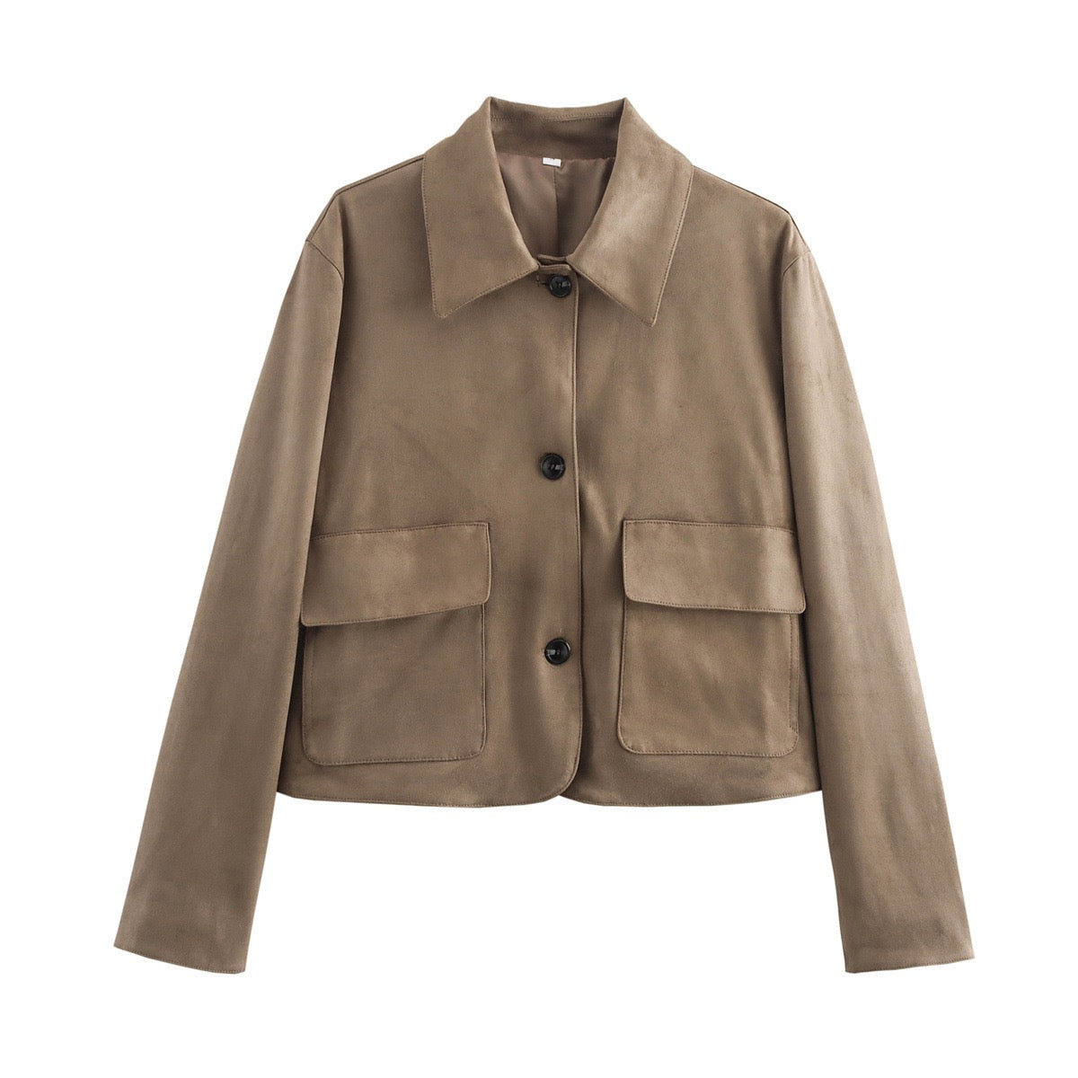 Suede Effect Soft Button Lapel Jacket