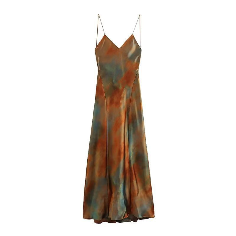 Neptune Satin Open Back Long Dress