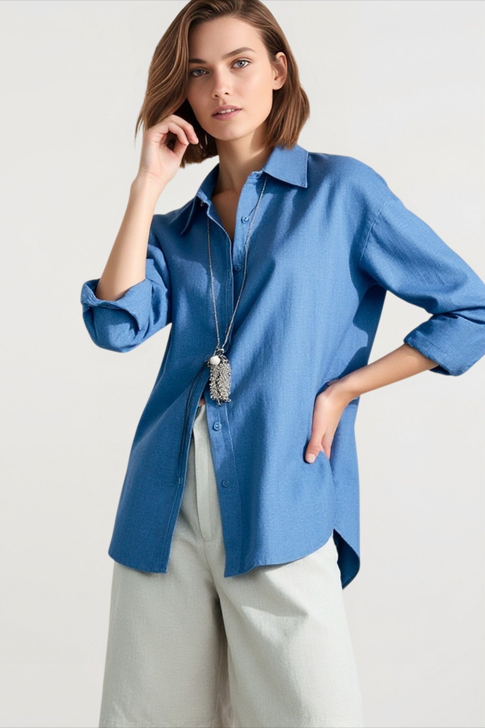 Linen Lightweight Button Down Blouse