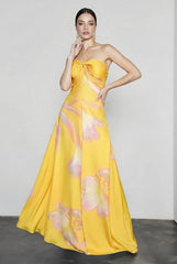 Print Backless Strapless Vacation Dress