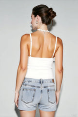 Lace Mesh Deep V Cami Top
