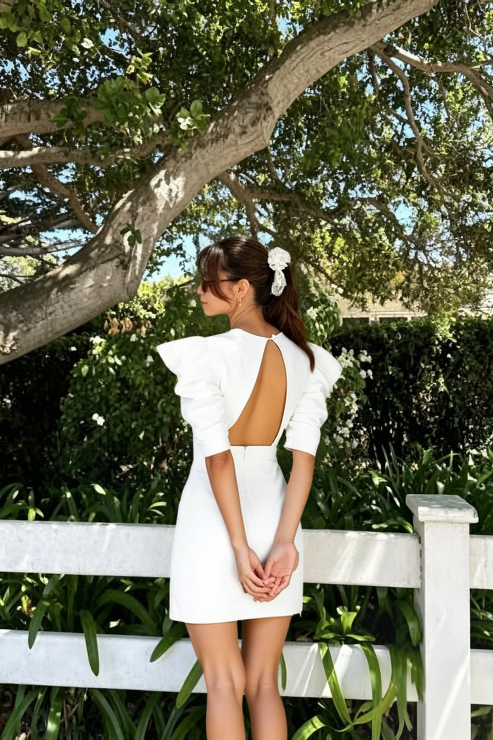 Elegant High Waist V Neck Work Dress