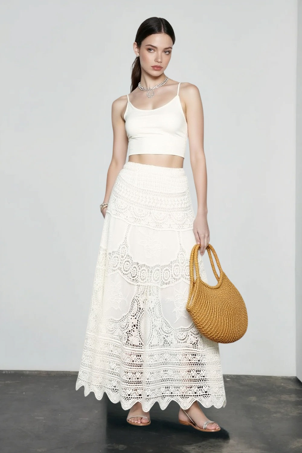 Hollow Out Crochet Vacation Skirt