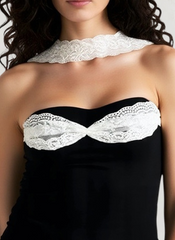 Lace Patch Slim Tube Tank Top
