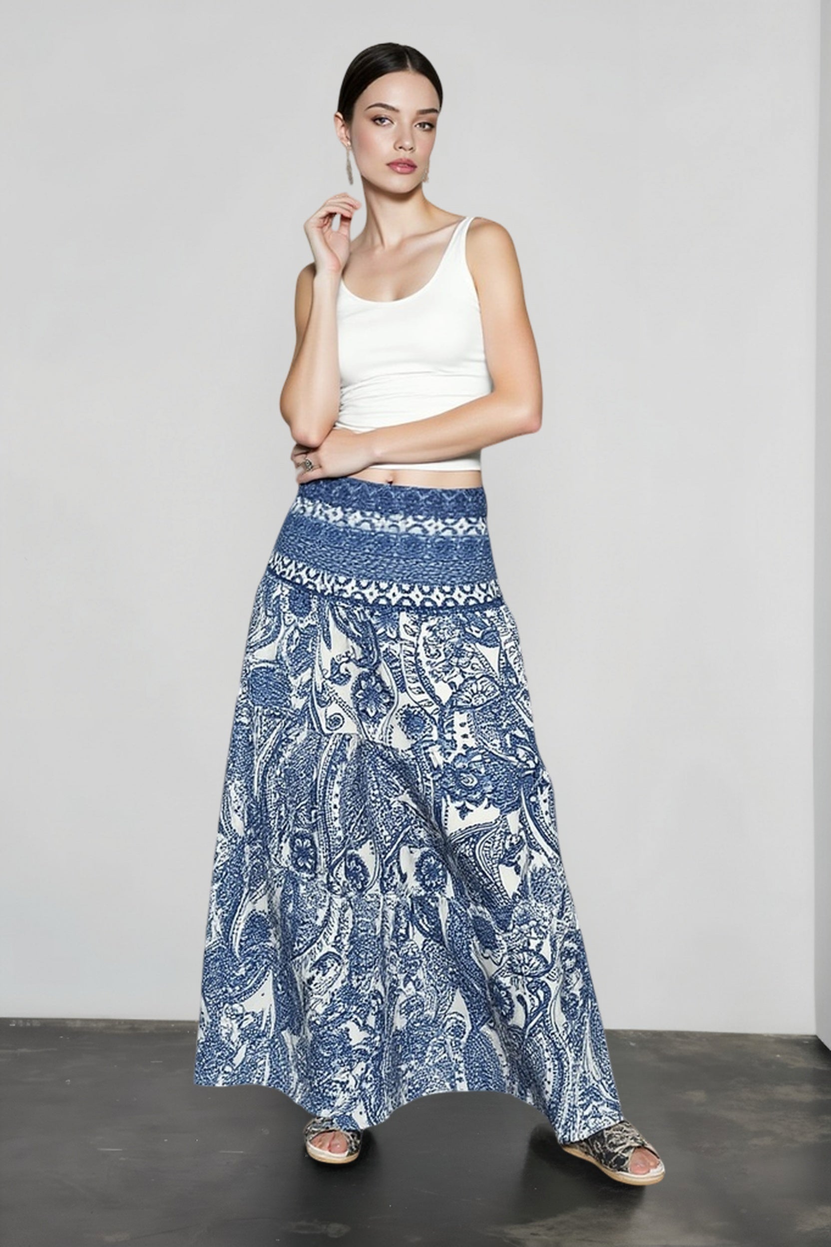 Relaxed Floral Boho Vacation Skirt