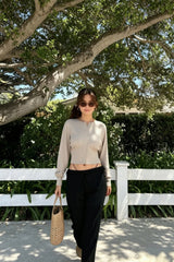 Embroidered Button Crop Cardigan