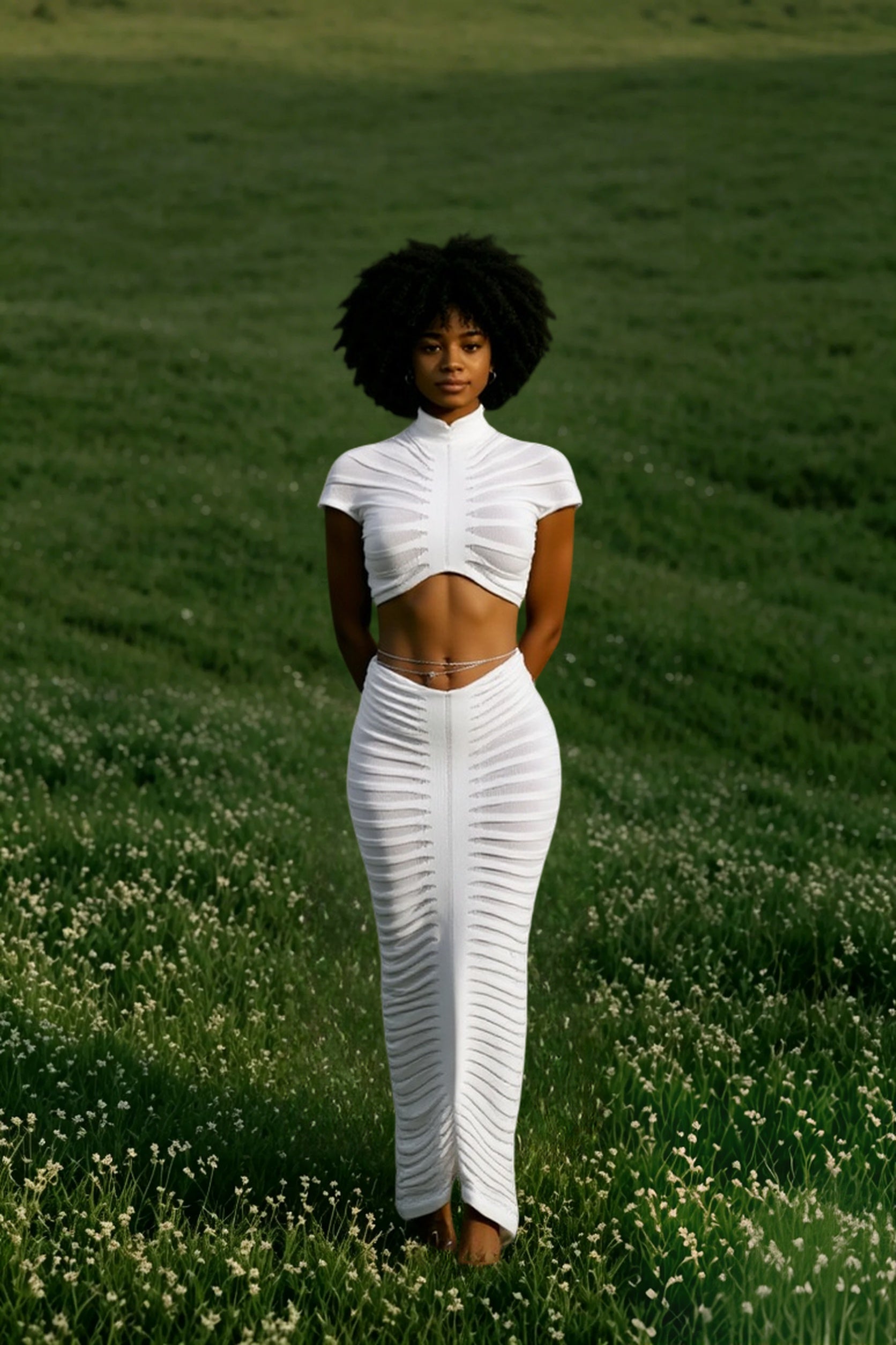 Knitted Crop Top Hollow Out Design Two Piece Shorts Set