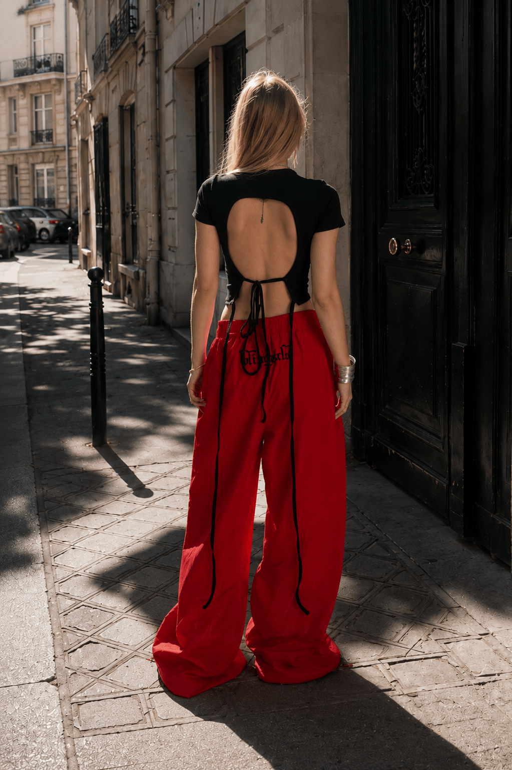 Embroidered Cargo Street Straight Leg Pants