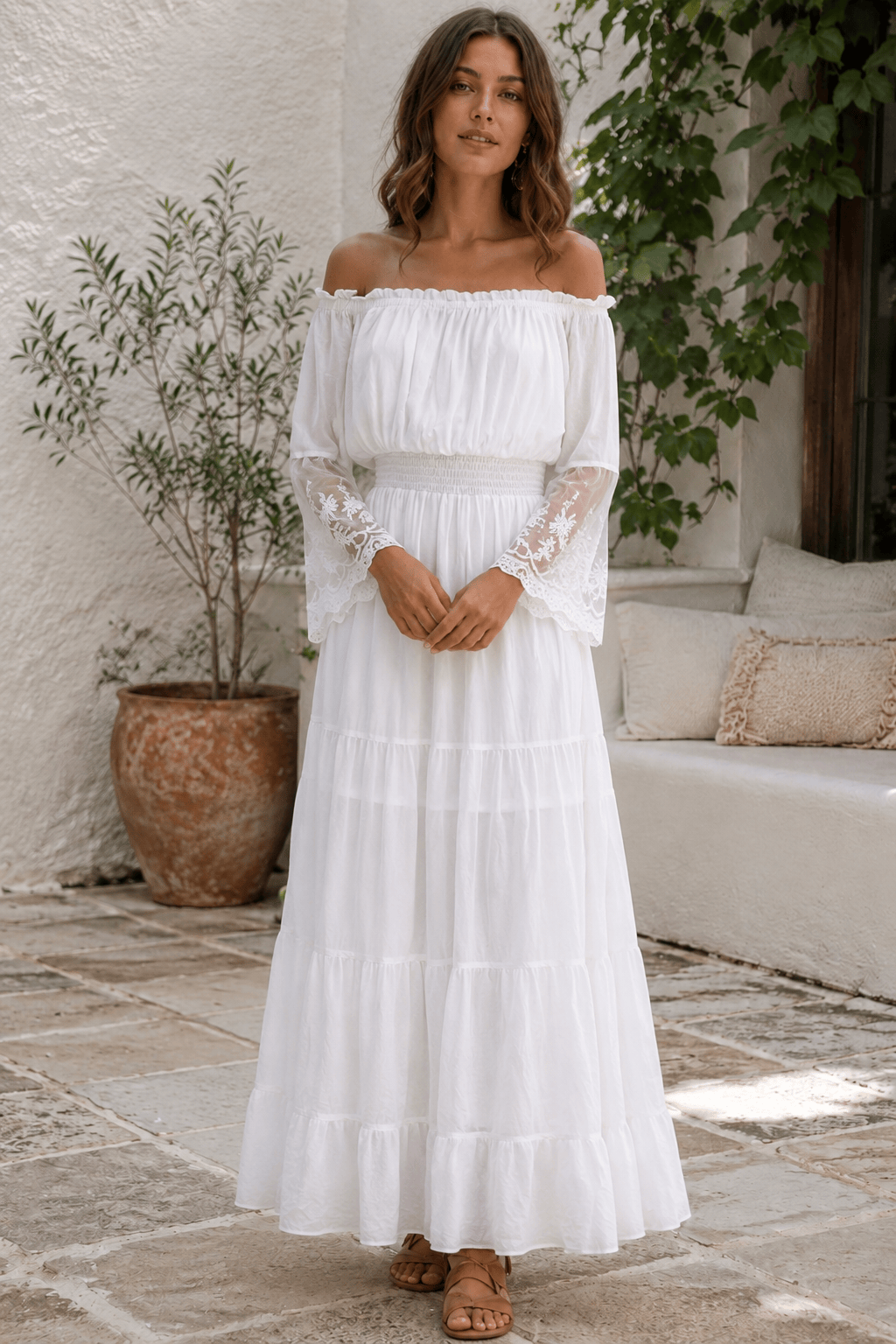 Flare Sleeve Off Shoulder Boho Dress