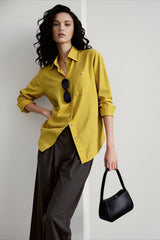 Linen Blend Long Sleeve Blouse