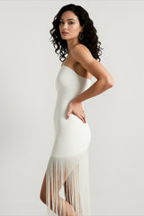 Fringe Slit Mini Party Dress