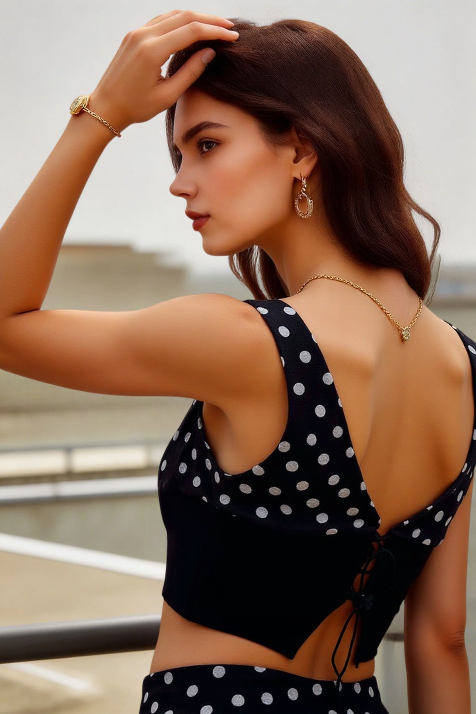 Polka Dot Off Shoulder Cami Top