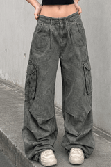 Vintage Camo Wide-Leg Cargo Pant