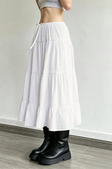 Ballet Gentle White Low Waist A Line Maxi Skirt
