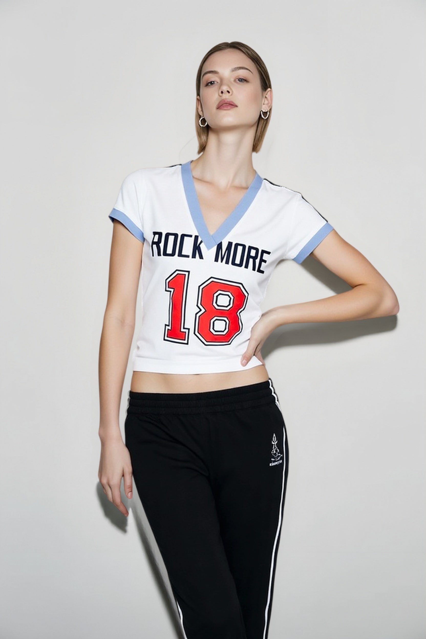 Colorblock V Neck Fitted T-shirts