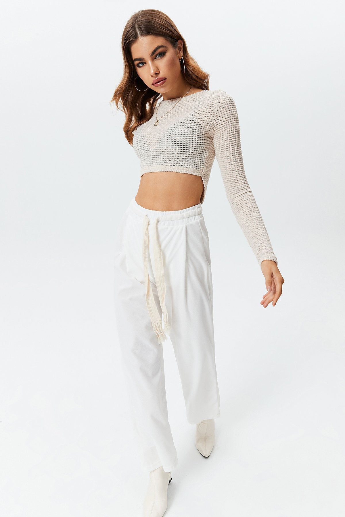 Asymmetrical Hem Solid Long Sleeve T-Shirt