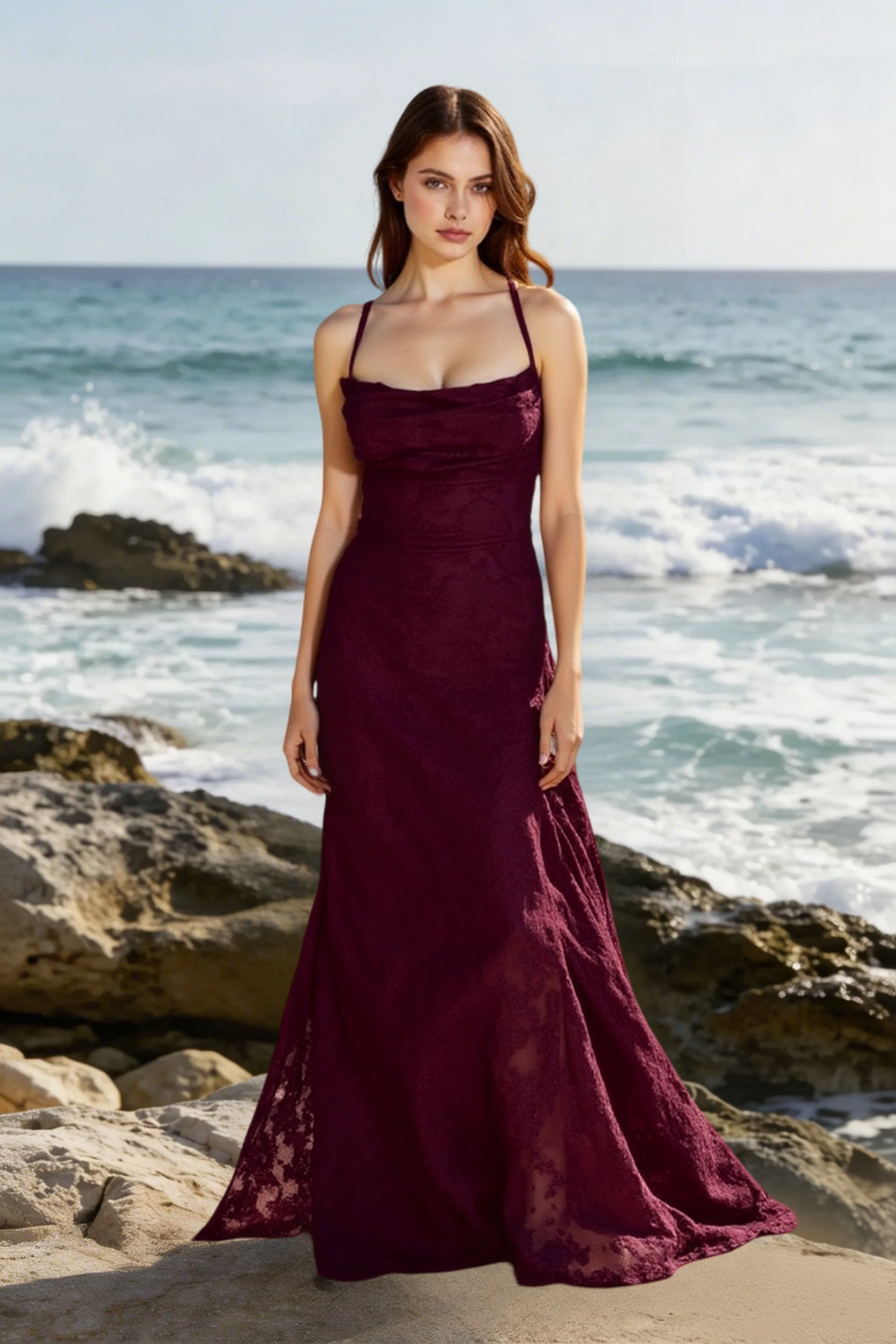 Lace-Up Backless Maxi Dress