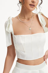 Knot Straps Lace Up Crop Top