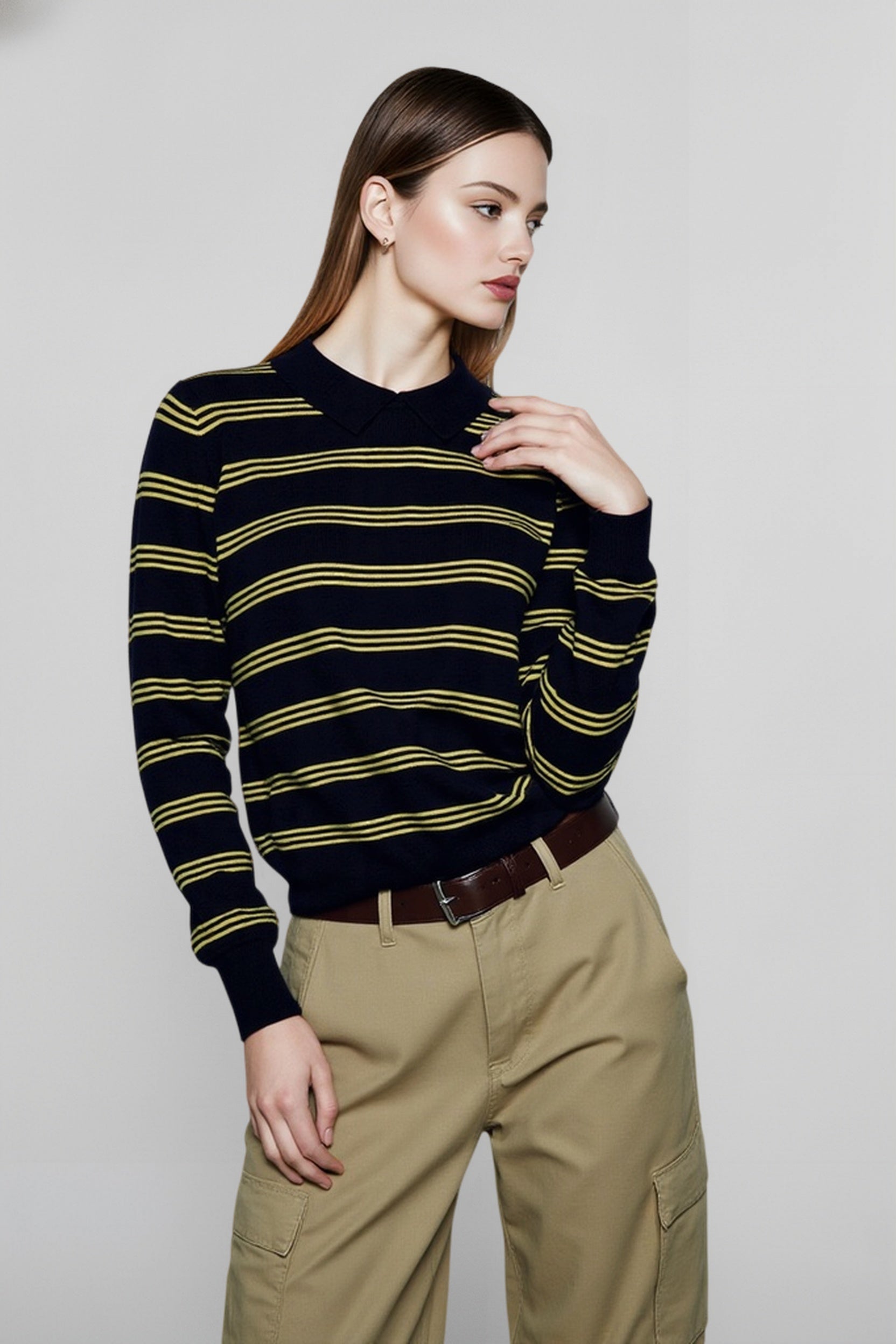 Relaxed Fit Striped Knit Top