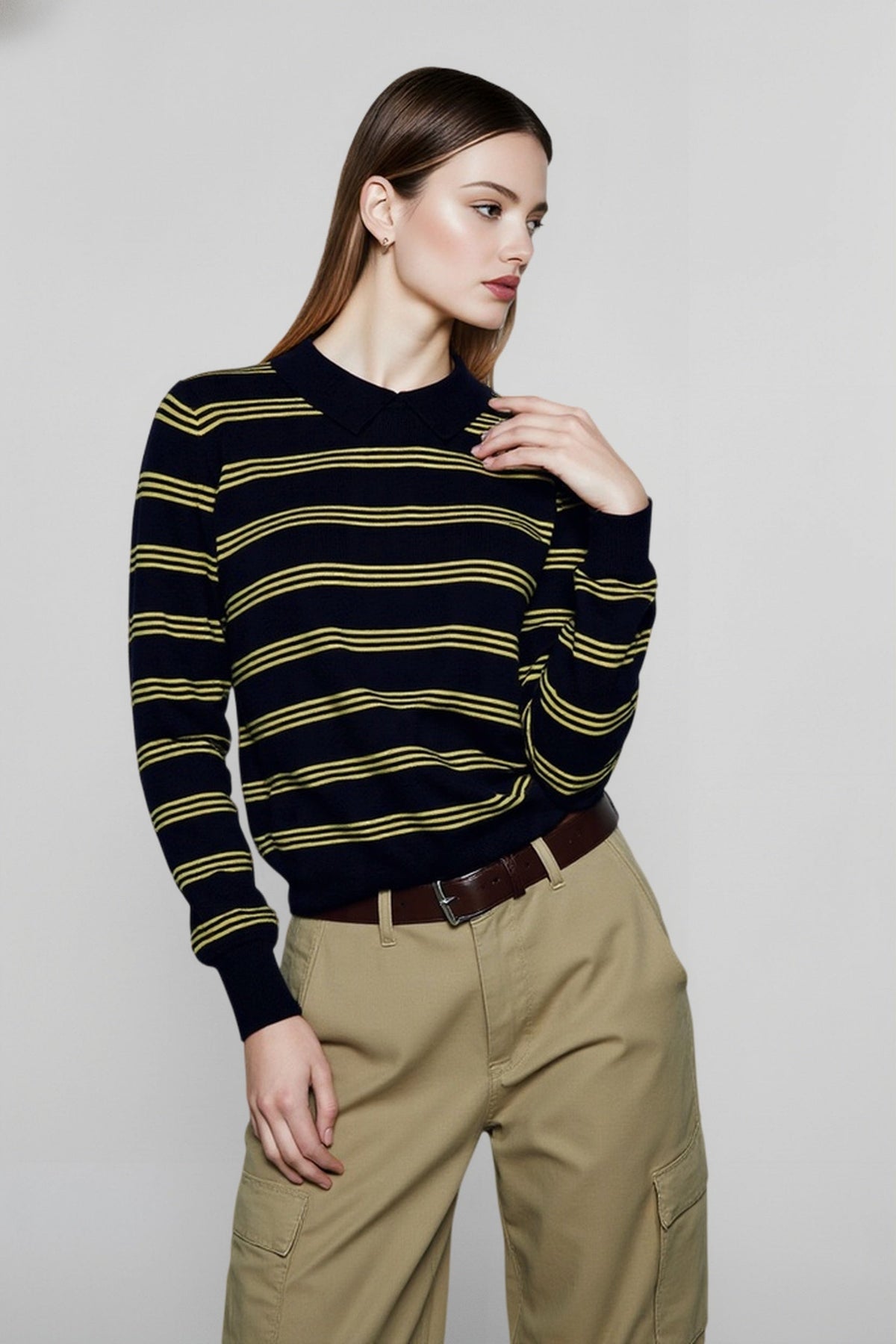 Relaxed Fit Striped Knit Top