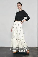 Boho Print High Waist A Line Vacation Skirt