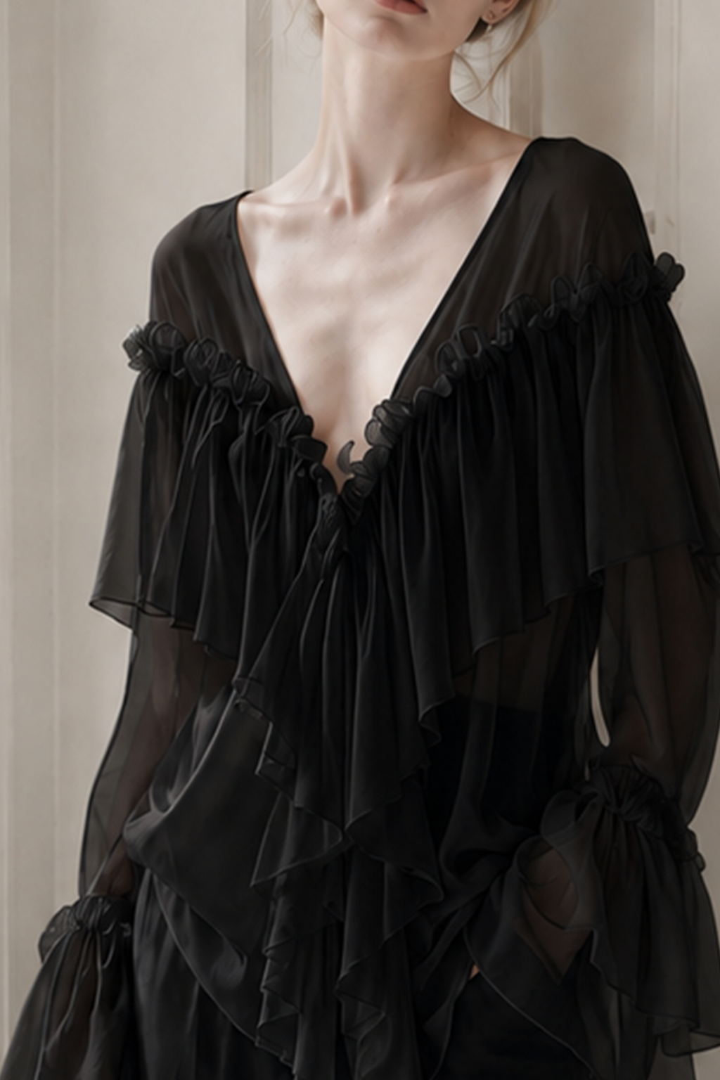 Sexy Solid Color Batwing Off-the-Shoulder Long Sleeve Blouse