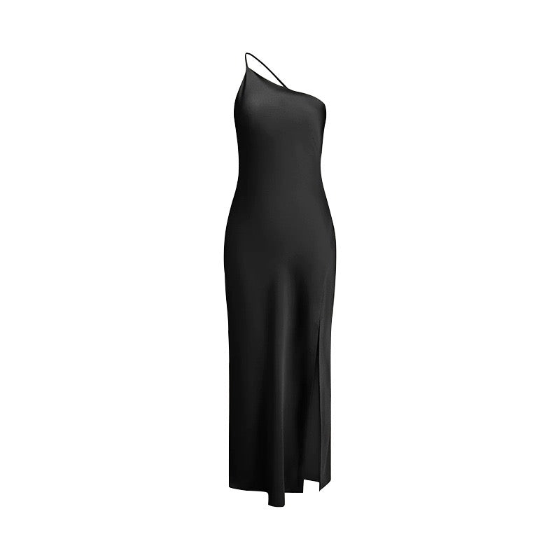 Satin Backless Split Thigh Long Dress