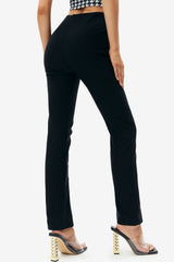 Solid Split Hem High Waisted Pants