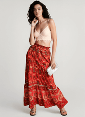 Rayon High Waist Hollow Boho Vacation Skirt