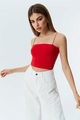 Solid Backless Cami Crop Tank Top