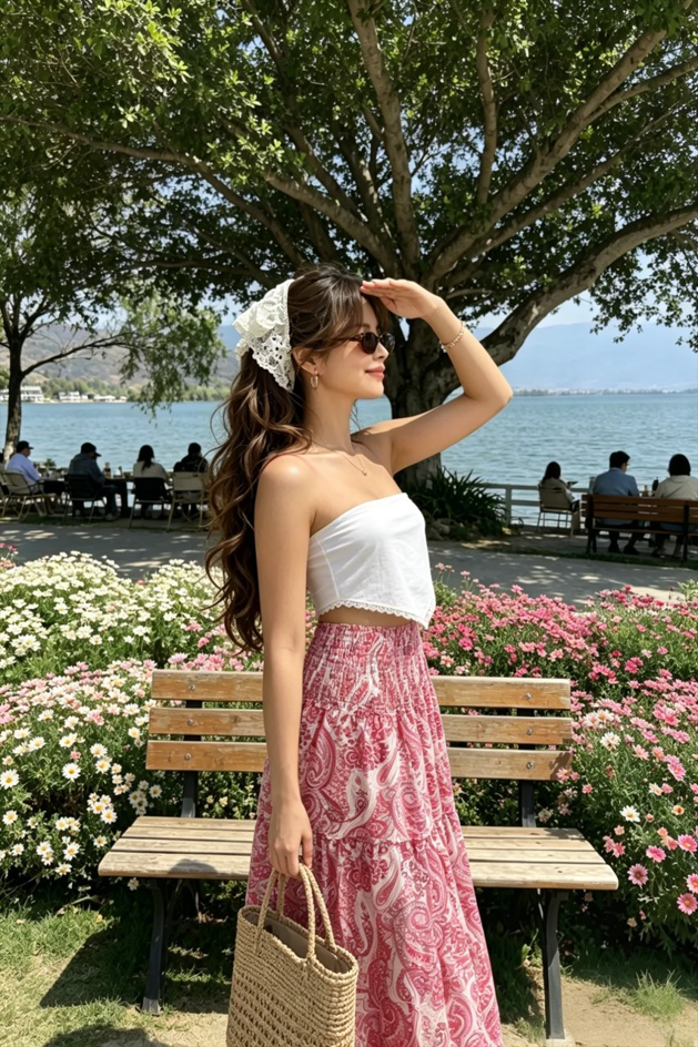 Boho Print A-Line Maxi Skirt