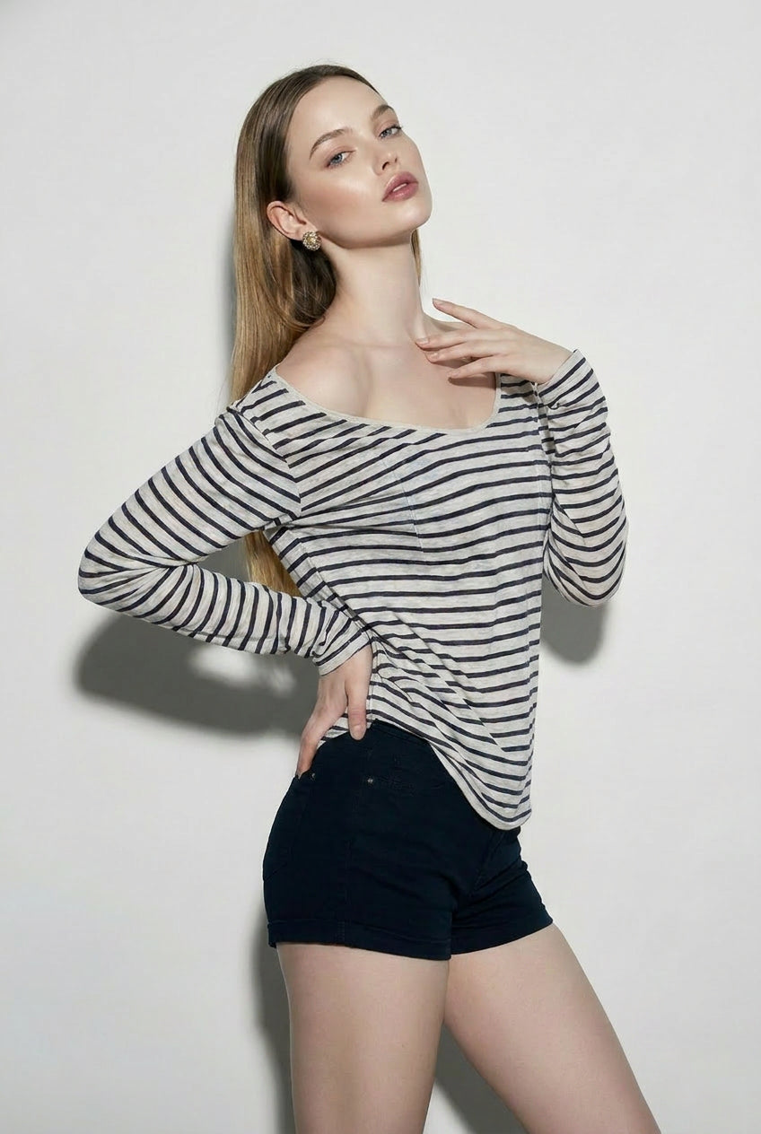Striped Off Shoulder Cover Up