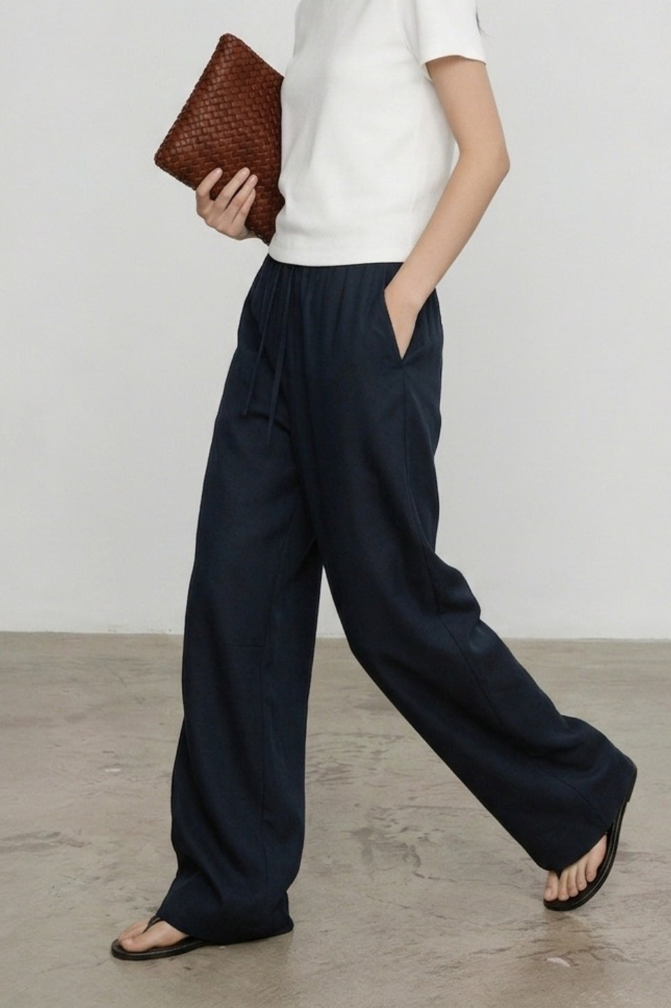 Linen Relaxed Draped Wide Leg Pants