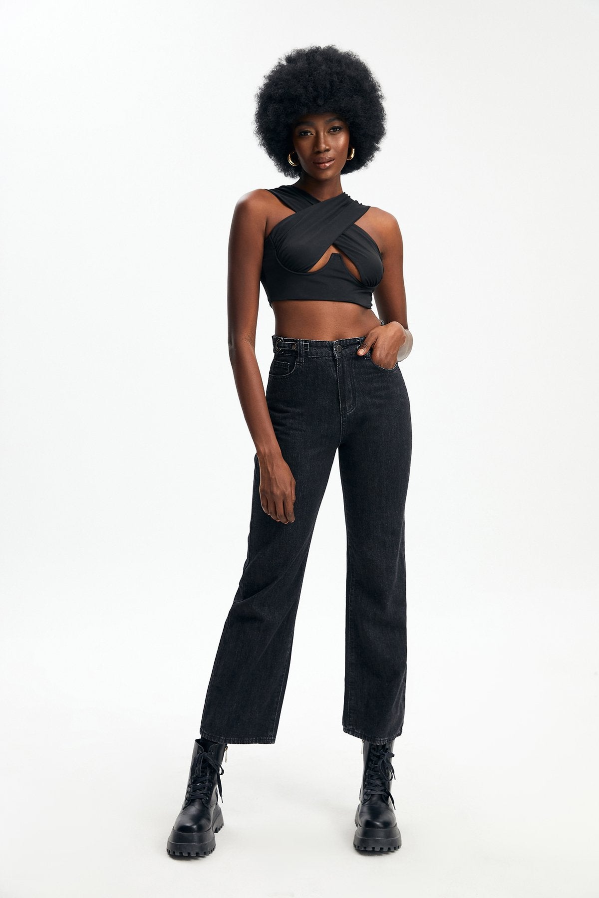 Cut Out Cross Wrap Tank Top