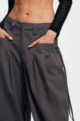 Low Waist Cargo Pocket Wide Leg Pants