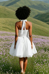 Sleeveless Halter Bubble  Mini Dress