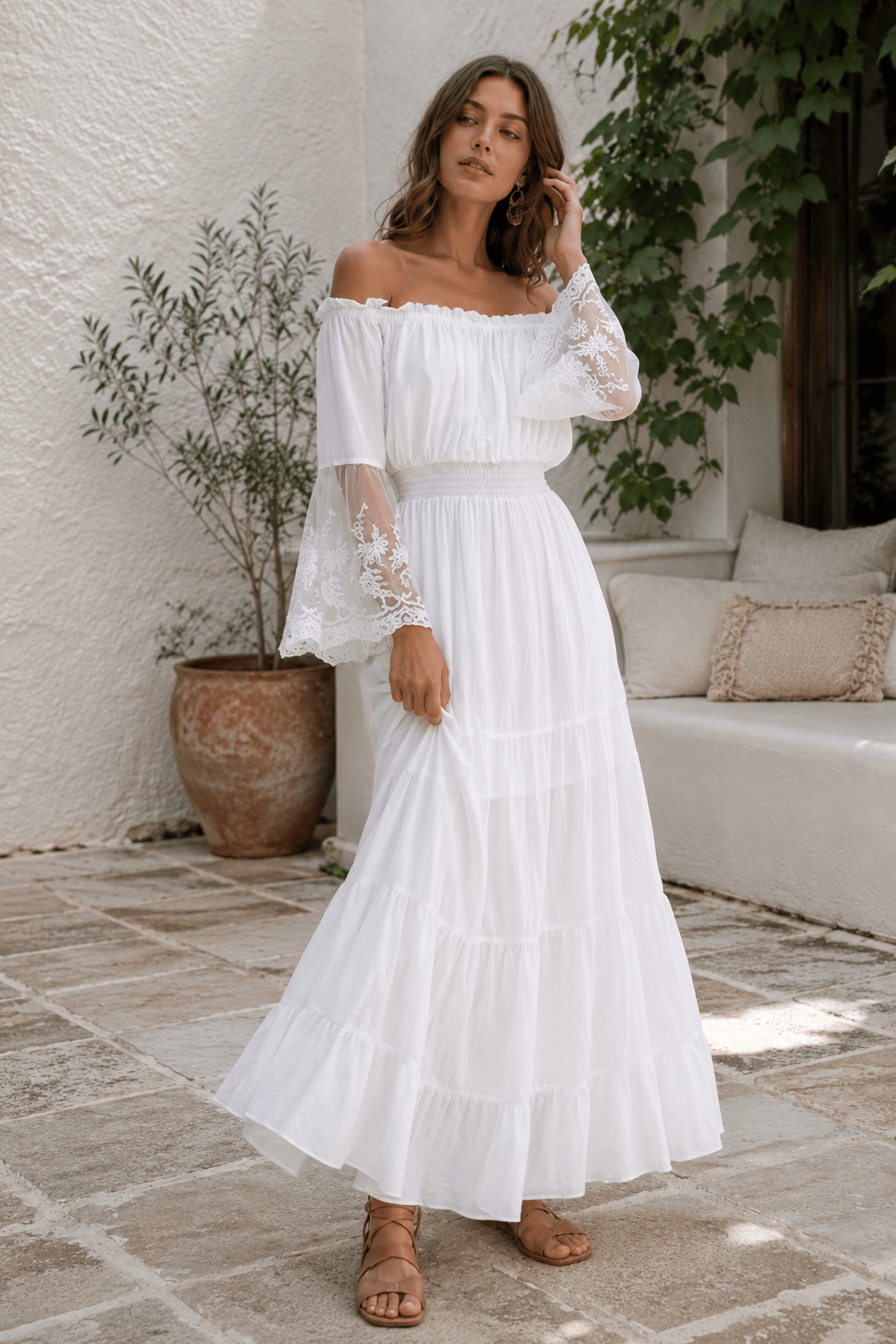 Flare Sleeve Off Shoulder Boho Dress
