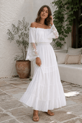 Flare Sleeve Off Shoulder Boho Dress
