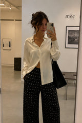 Elegant Polka Dot Straight Leg Pants
