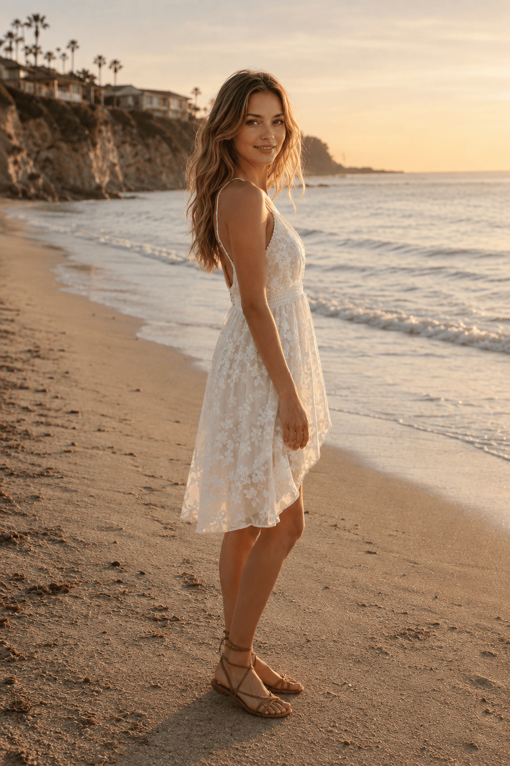 Lace Mesh Backless Boho Dress