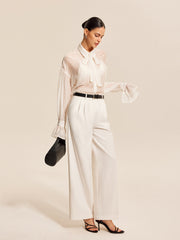 Sheer Bow Tie Blouse
