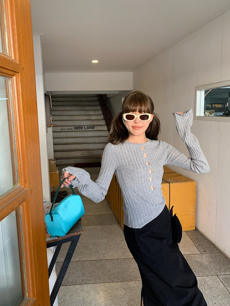 Hollow Knit Long Sleeve Sweater