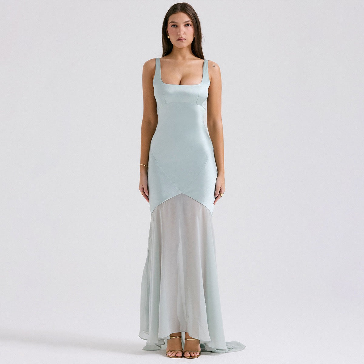 Sheer Overlay Long Dress