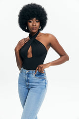 Cut Out Off Shoulder Halter Neck Bodysuit